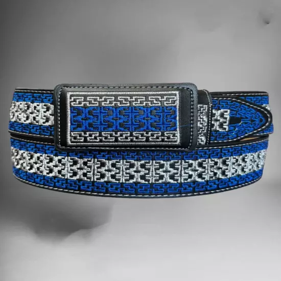 Cinto bordado Piteado Charro de piel Men’s Western Cowboy Belt Rodeo embroidered