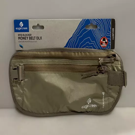 New Eagle Creek Tan RFID Blocker Money Belt DLX Deluxe NWT