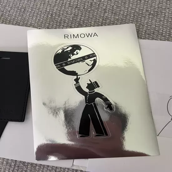 Rimowa Travel Luggage Tag & Sticker Set Name Card Black Leather - Brand New