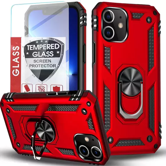 For iPhone 12/12 Pro Max/12 Mini Case Phone Cover Shockproof Stand+ Glass Screen