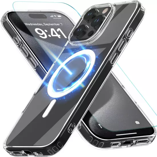 For iPhone 16 Pro Max/16 Pro/15/14/13 Case Phone Cover Shockproof+Tempered Glass