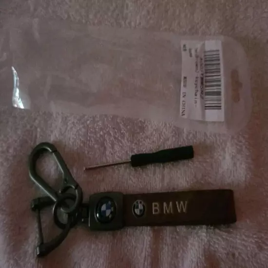 Genuine Leather Car Keychain for BMW Key Ring, Accessories Brown gift auto