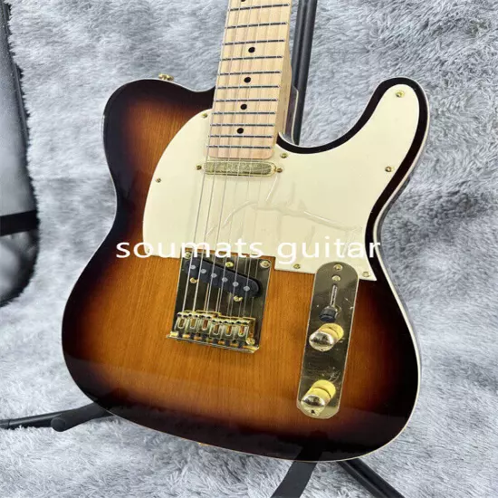 Custom Tele Electric Guitar Maple Fretboard White Pickup Gold Hardware