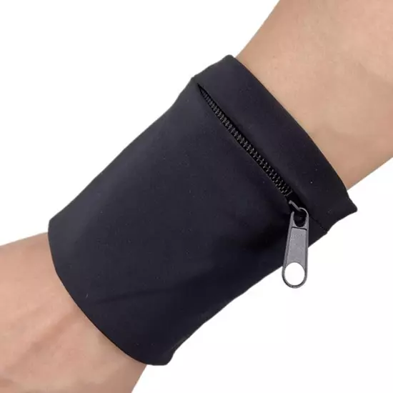 Unisex Zippered Wristband Pouch Runner’S Wrist Pocket Reversible Wrist Wallet