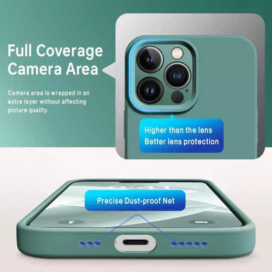 iPhone 16Pro Case-Magsafe Compatible Silicone+2 Screen Protectors Midnight Green