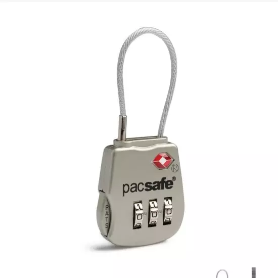 Pacsafe Prosafe 800 TSA Accepted 3-Dial Cable Lock, Silver