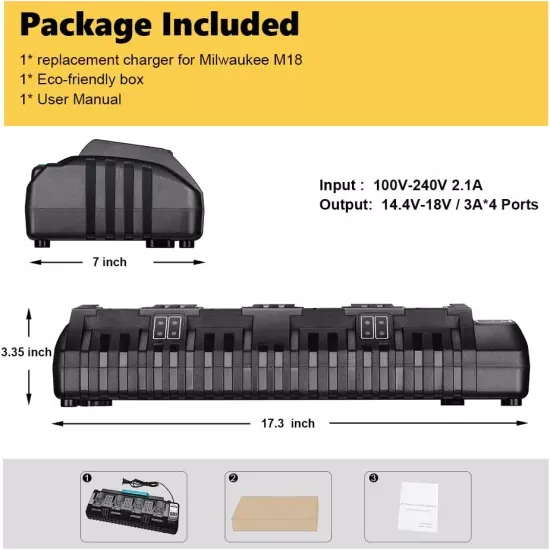 Compatible with Dwlt Charger DCB104, 12A 4-Ports Fast Charger Compatible with D