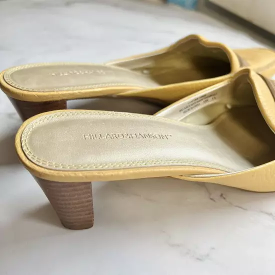 Vintage Hillard & Hanson 80s leather mustered yellow mules Women’s Size 8.5