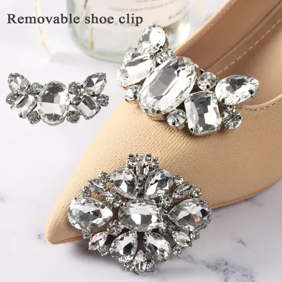 Diamante Rhinestone Shoe Clips Charms Buckle Removable Crystal Shoe Decoration