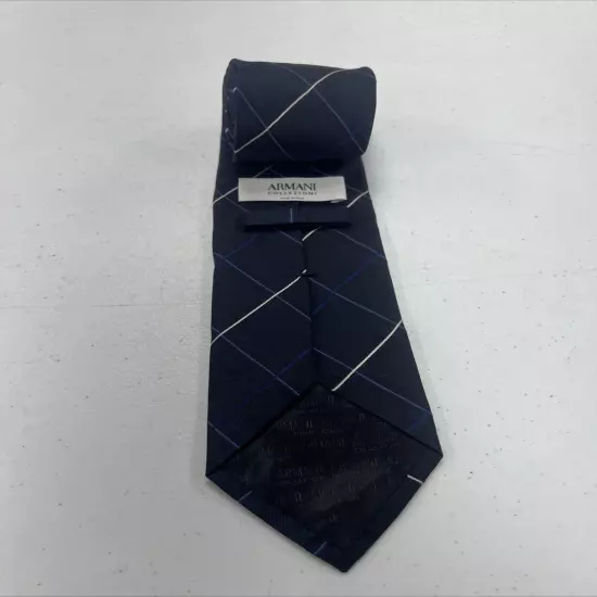 Armani Collezioni Men's Navy Blue Argyle Silk Neck Tie $195