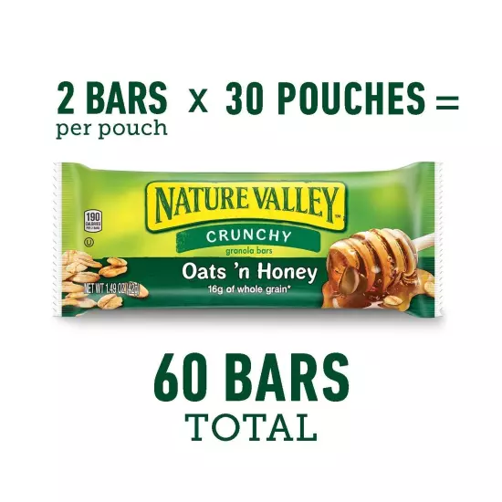 Nature Valley Crunchy Oats n Honey Granola Bars 30 Count 60 bars