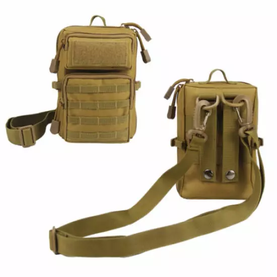 Tactical Molle Shoulder Bag Outdoor Phone EDC Pouch Accessory Bag Hunting Khaki