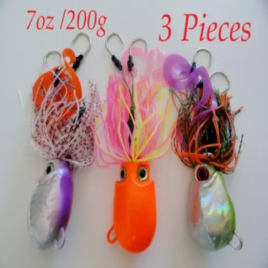 Thunder Jigs Each 7oz /200g Octopus Jigging Saltwater Fishing Lure 3 Pieces