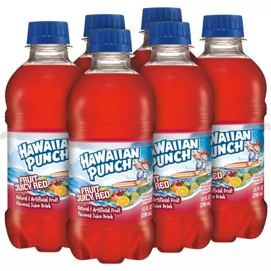 Fruit Juicy Red Fruit Juice Drink, 10 Fl Oz Bottles, 24 Count (4 Packs of 6), Re