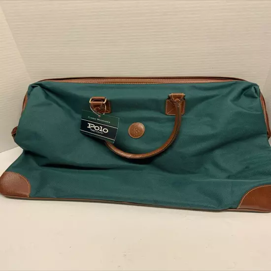 Vintage Polo Ralph Lauren Weekender Duffle Bags (2) New Green and Brown Leather