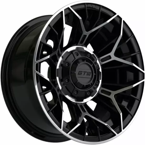 Set of 4 GTW 12" Stellar Matte Black/Machined Wheels on 20.5" Fusion Street Tire