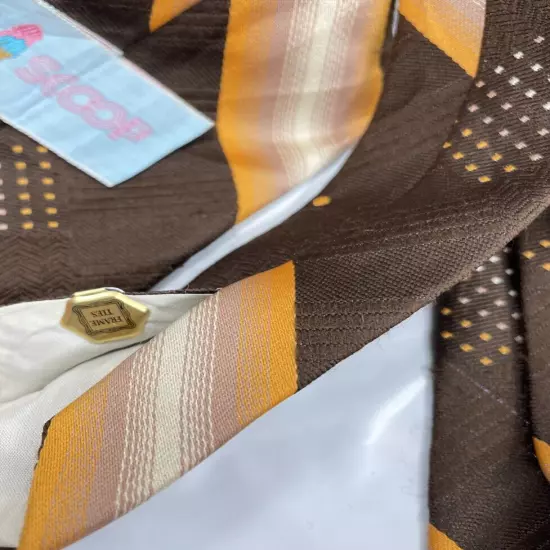 Vintage Scoop 1970's Brown Orange Striped Wide Necktie Tie Men's 4.2" x 56"