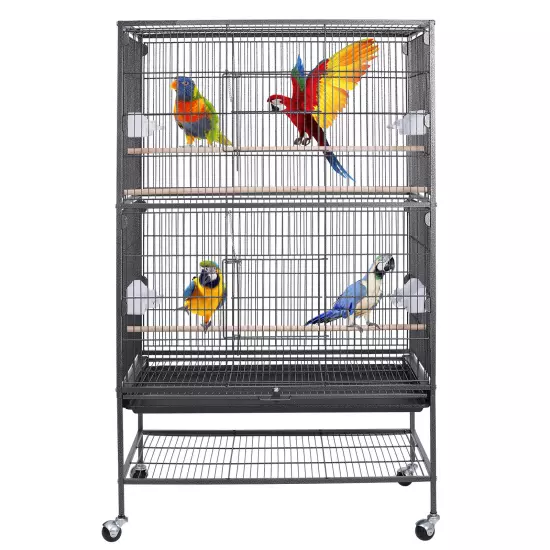 52'' Bird Cage Parrot Parakeet Bird Cage for Lovebird, Finch with Rolling Stand