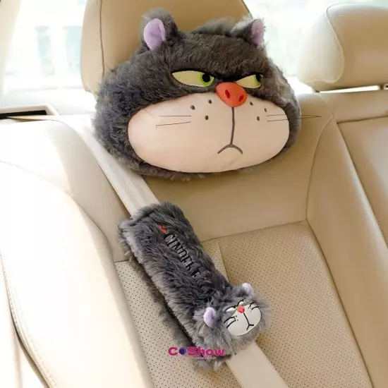 Cartoon Lucifer Cat Plush Car Headrest Seat Belt Cover Throw Pillow Cushion Gift