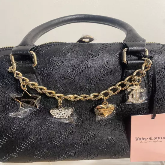 Juicy Couture Not Your Babe Satchel With Bag Charms NWT liquorice black Y2K gold