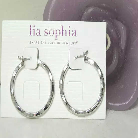 Beautiful Lia Sophia "TRENDCAST" Hoop Earrings, Silver Toned, NWT *VERY POPULAR*