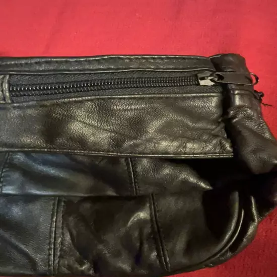 Fanny Pack Soft Black Leather Vintage Belt Bag Waist Bag Expands