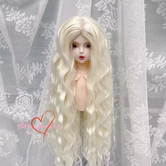 1/6 1/4 1/3 Uncle BJD Long Wig Center Parting Handmade Curly Doll Hair 7 Colors