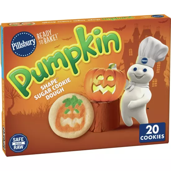 Pillsbury Ready to Bake Pumpkin Shape Sugar Cookie Dough, 9.1 oz