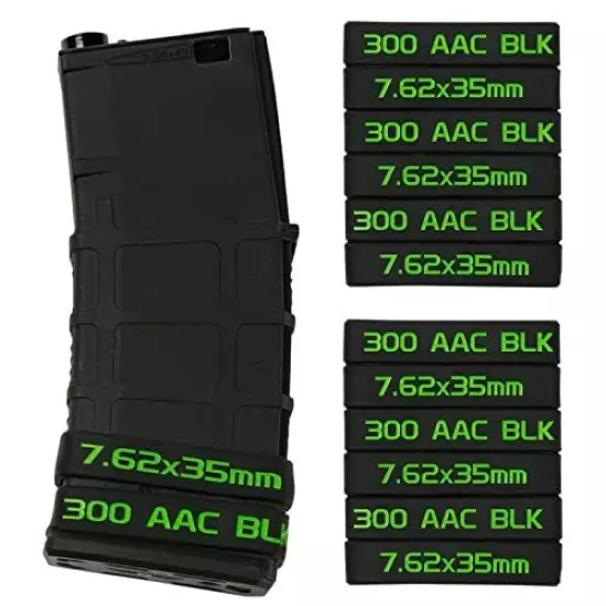  300 AAC BLK/7.62x35 mm Magazine Marking Bands Black-Green 12Pack