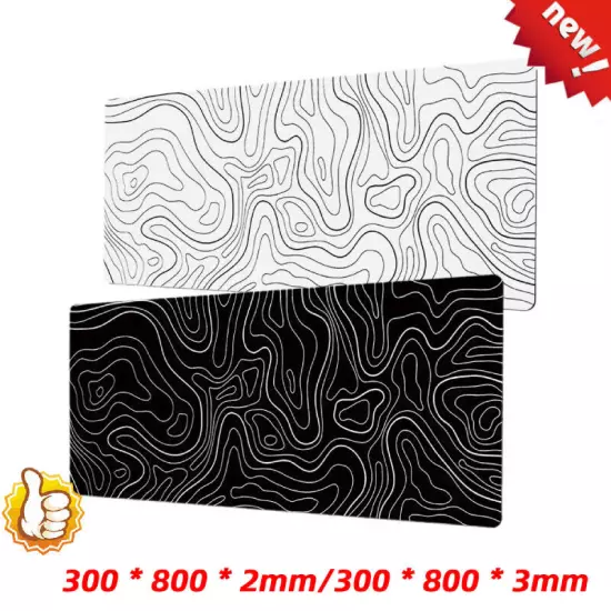 Topographic Mouse Pad Mat Gaming Large Long Extend Black/White Mousepad-Big