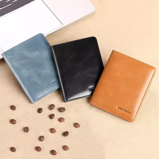 Genuine Leather Rfid Wallet, Slim Minimalist Wallets Black ID Credit Card Holder