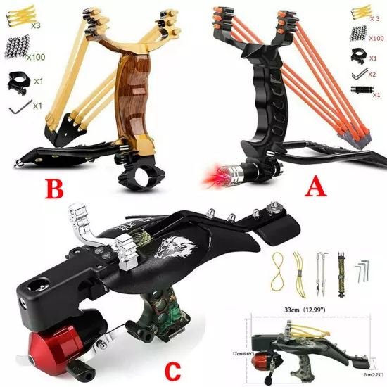 Pro Hunting Fishing Slingshot Powerful High Velocity Catapult Laser Shoot Set 