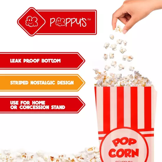 Paper Popcorn Bags Striped Concession Grade Party Movie Night 1 oz 200 Count 