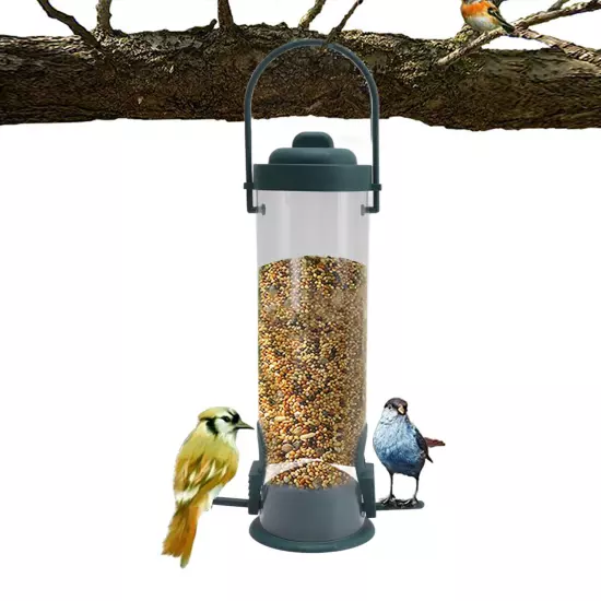 2 Set Bird Tube Feeder Plastic Transparent Hanging Finch Feeder Garden