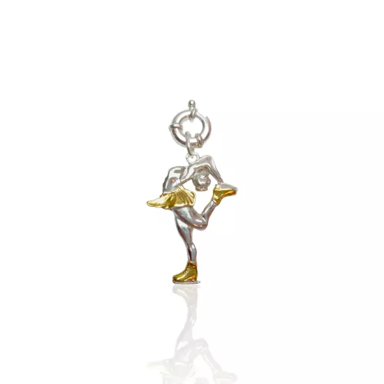 Silver Figure Skating Zipper Pendant Sports Jewelry Gift.