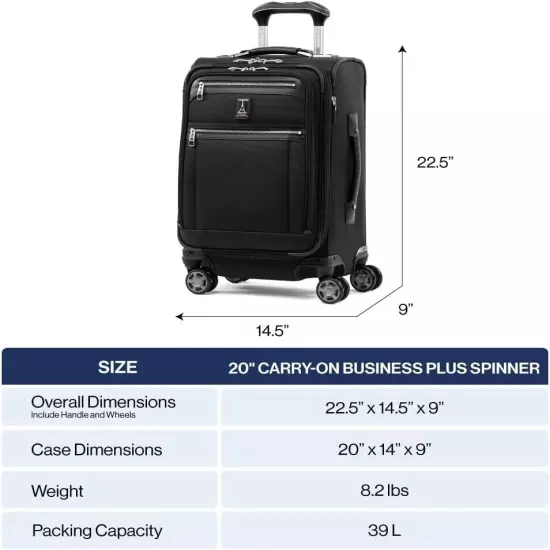 Travelpro Platinum Elite Softside Expandable Luggage 20in Black Suitcase