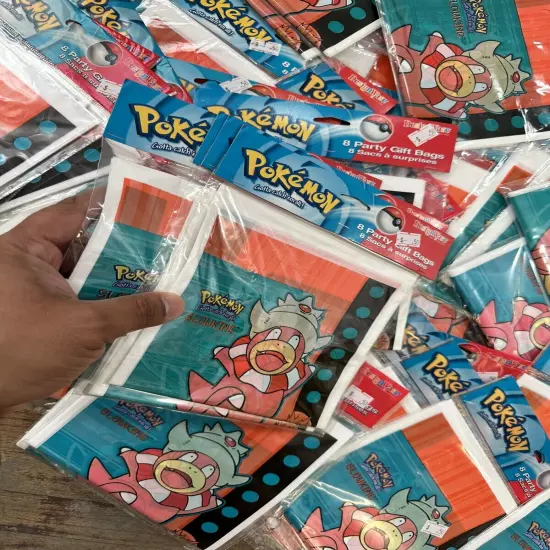 Vtg Pokemon DesignWare Party Gift Bags 8 Packs Bags Nintendo Slowking Big Lot