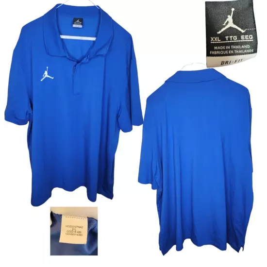 Air Jordan Nike Dri-fit Polo Short Sleeve Golf Shirt Mens 2XL Blue CD2216 493