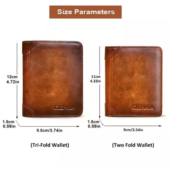 Genuine Leather Rfid Wallets for Men, Multi Function ID Card Holder