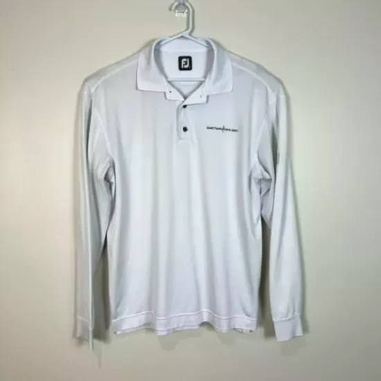 Footjoy Golf Long Sleeve White Polo Shirt Men's US Large L (Fits as XL)