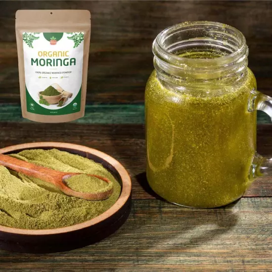 Organic Moringa Powder-USDA Certfied-Superfood Boost for Smoothies Tea Cooking