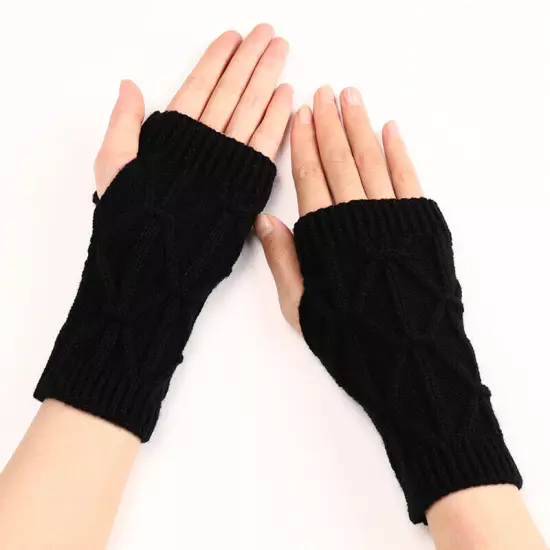 1Pair Fingerless Arm Warm Winter Knitted Gloves Hand Long Warmer Mittens Unisex