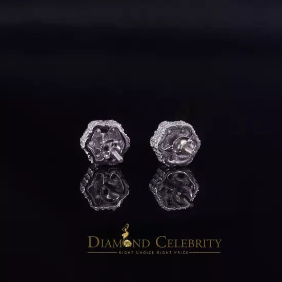 2.00ct Cubic Zirconia 925 White Silver Sterling Hip Hop Floral Women's Earrings