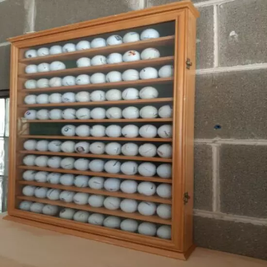 110 Golf Ball Display Case with Glass Door and Collector Balls. 