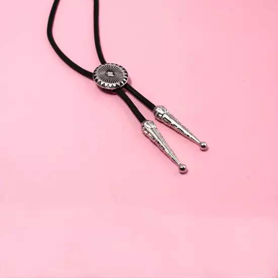 Vintage Bolo Tie Western Cowboy U-shaped letter A Necklace PU Rope Alloy Party