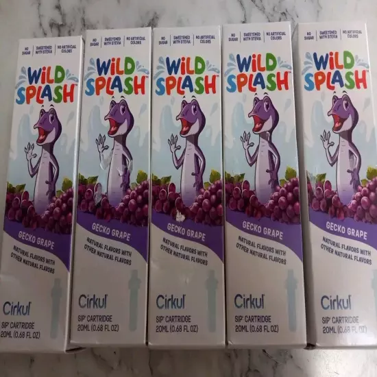 New Cirkul Wild Splash Flavor Cartridge Sip Gecko Grape 5 Pkgs. (Exp. 9/2025)