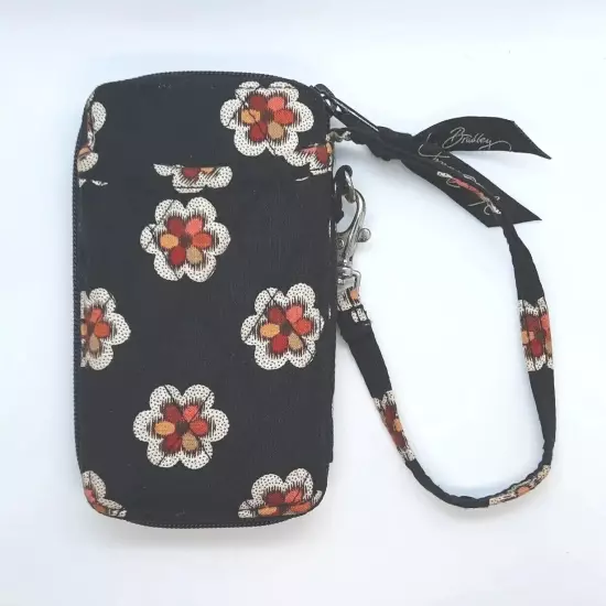 Vera Bradley PRIOUETTE Black Retired Pattern Coin & ID Purse Wristlet Strap 