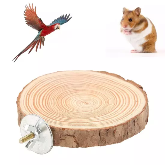 Bird Perch, Round Wooden Stand Parrot Perch Stand for Small Animals Budgie Co...