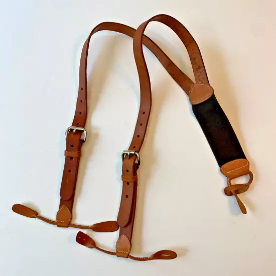 WAH Maker Historical Frontier Western Leather Buckle Suspenders