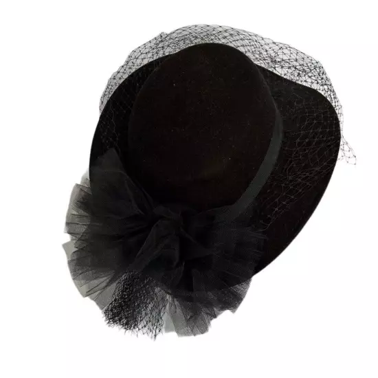 Bollman Doeskin Women’s Hat Black 100 % Wool Structured With Band, Netting USA